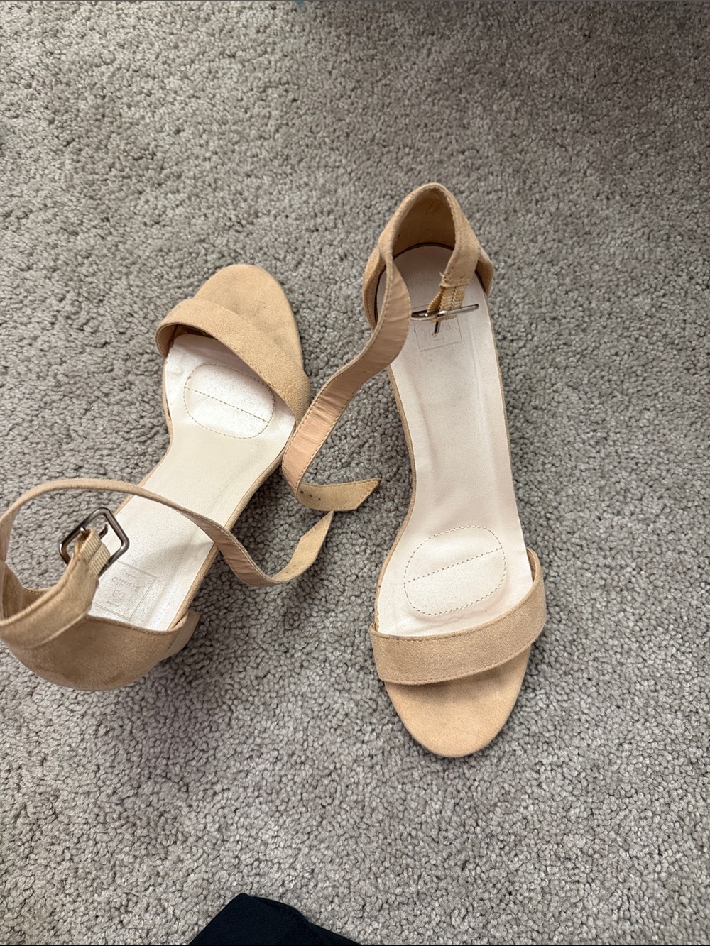 David's Bridal Beige Open-Toe Ankle-Strap Heels